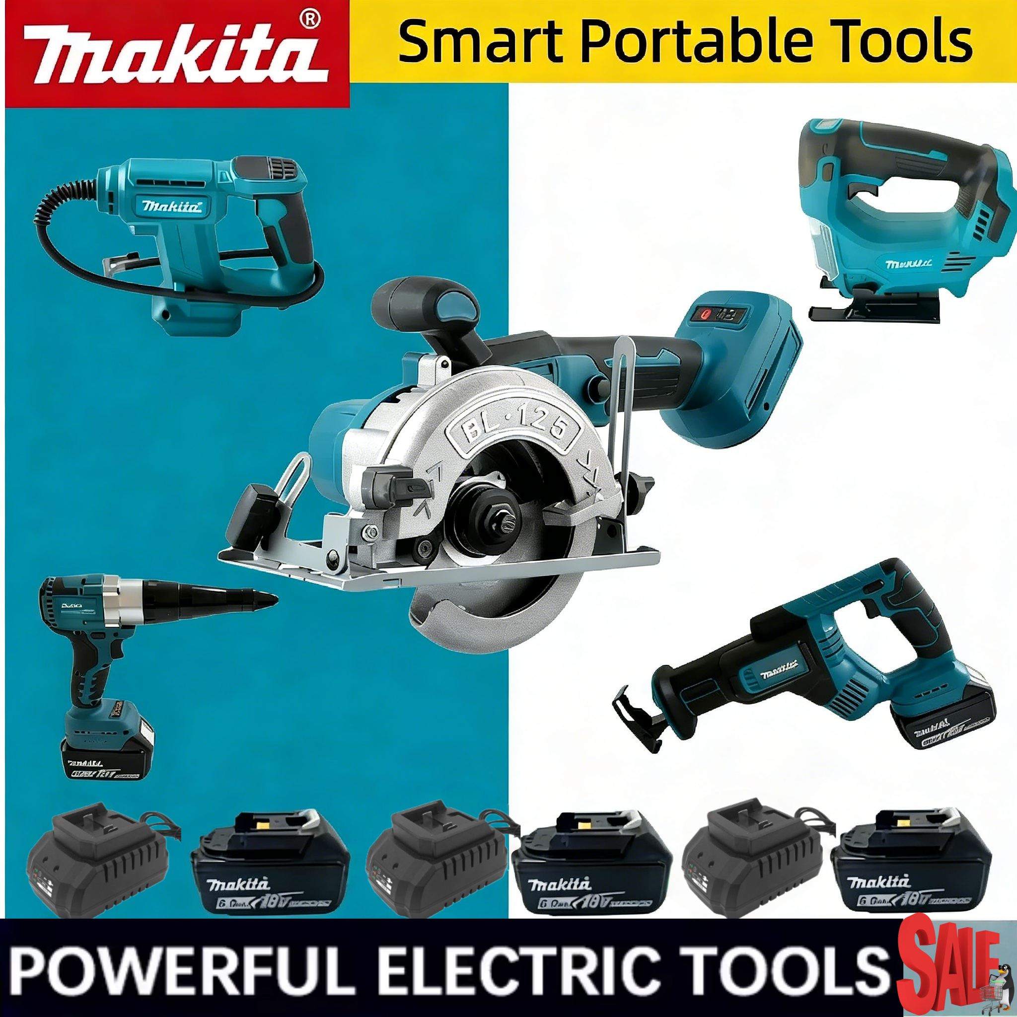 Combo Power Tools - Makita Cordless 18V Power Tool Set: