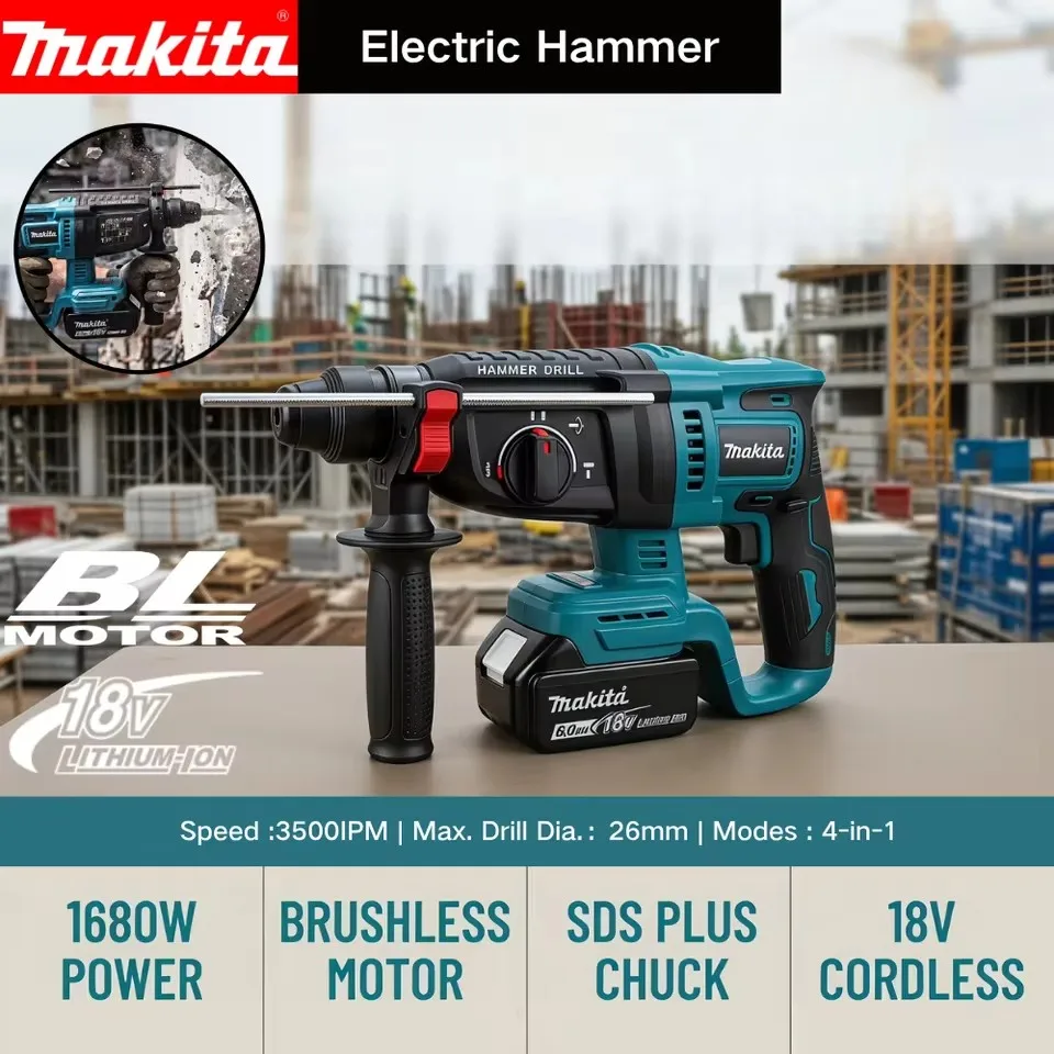 Power Tools Jack Hammer - Makita 26MM Brushless Electric Hammer Drill