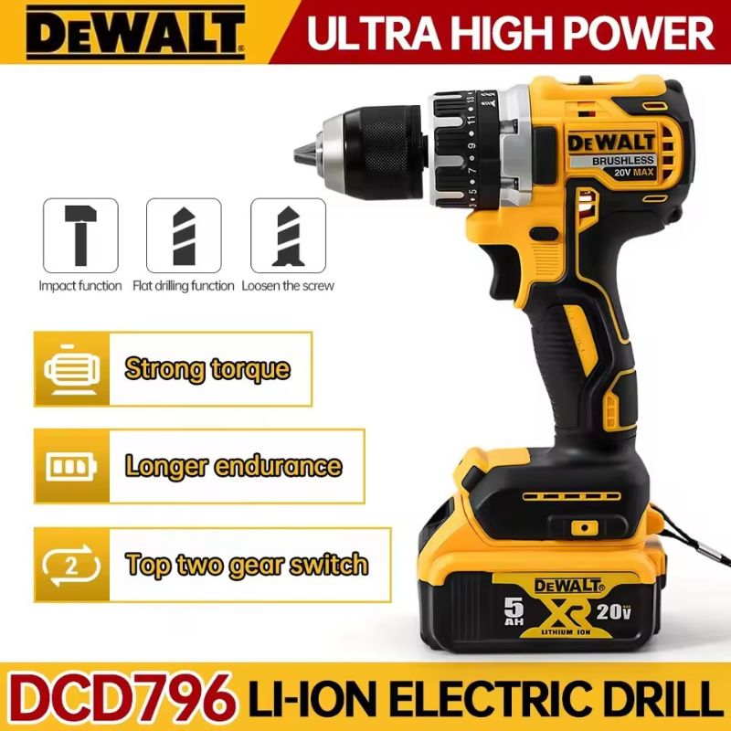 Power Tools Uk - Dewalt DCD796 13mm Brushless Impact Electric
