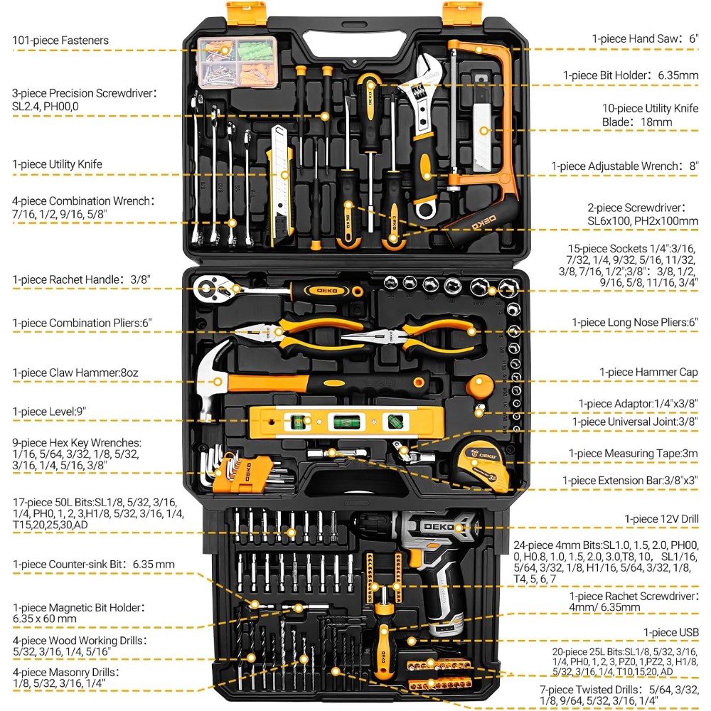 US Shipping Tool Kit Box Drill - Combo Power Tools recensione e prezzo